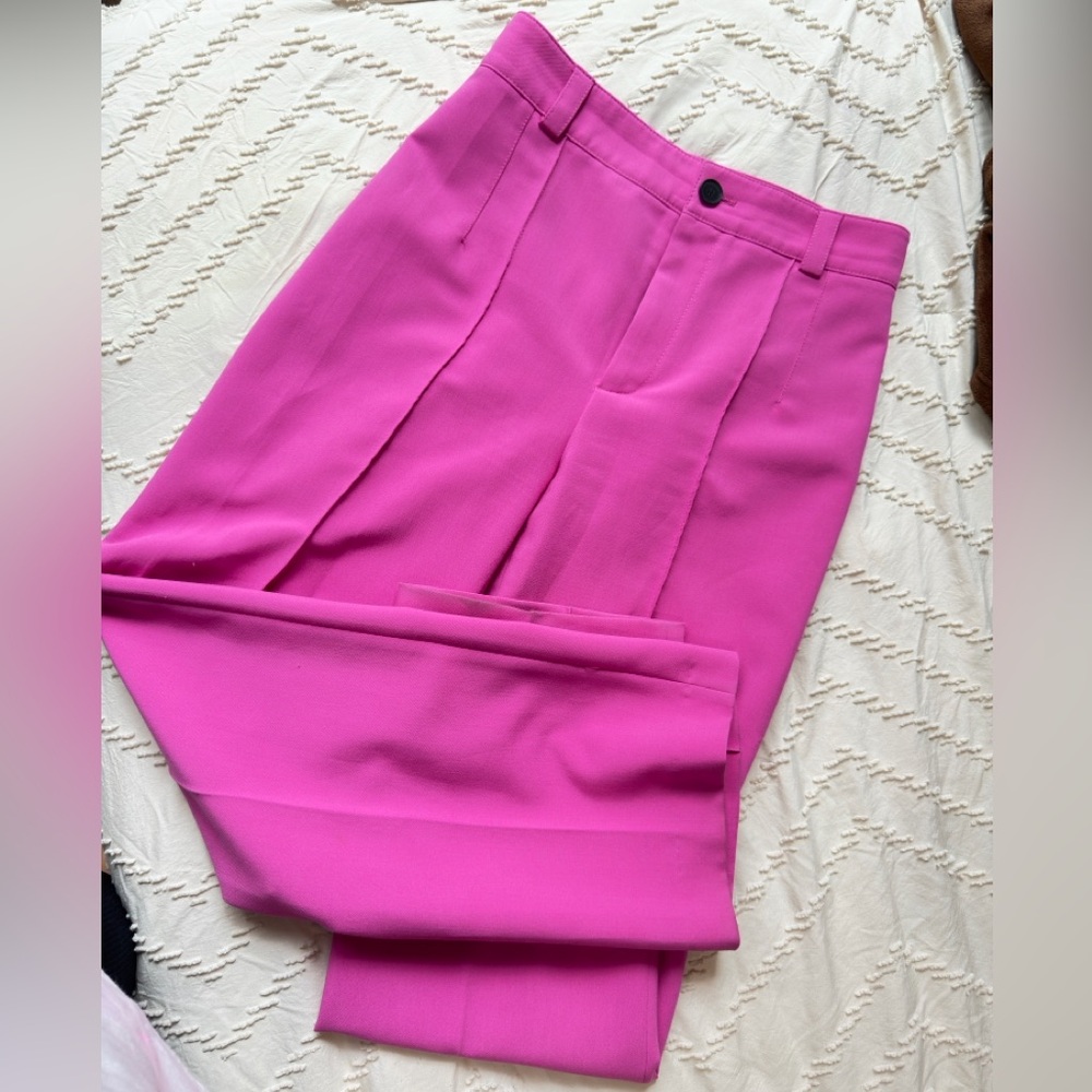 Zara Hot Pink Straight-Leg Pants
